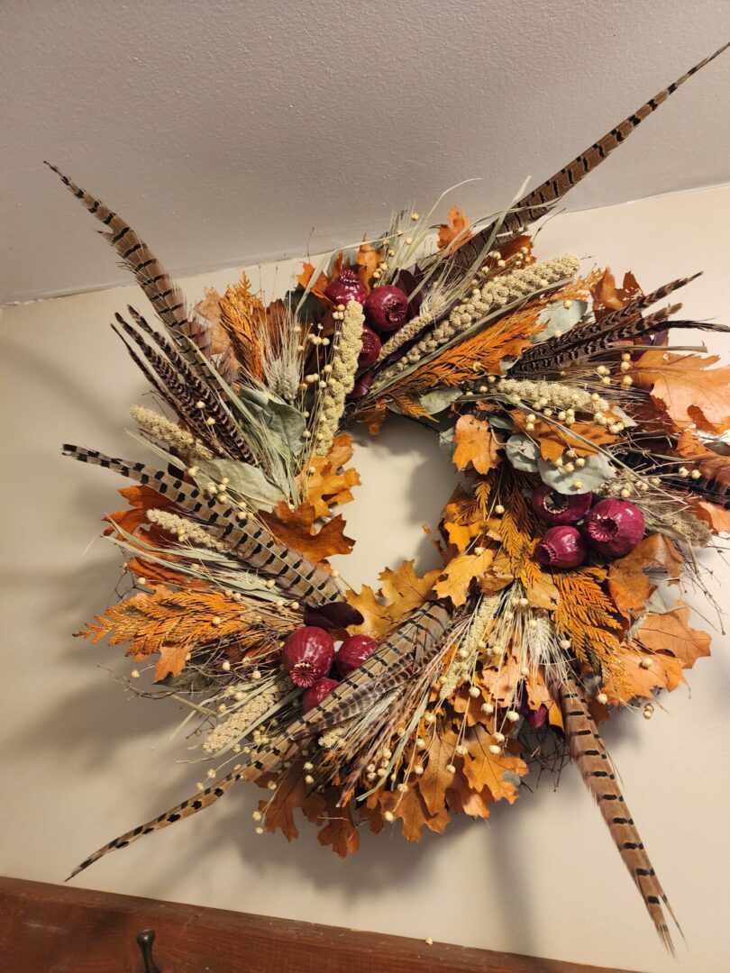 Easy Fall Pheasant Feather Wreath