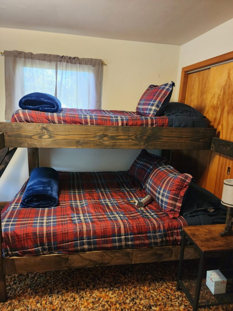 Double and Single Bunk Bed In Bedroom