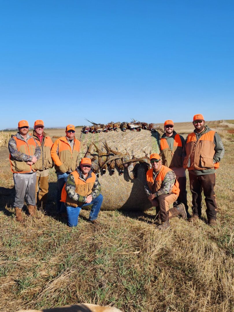 The Group of Hunting Team with Birds